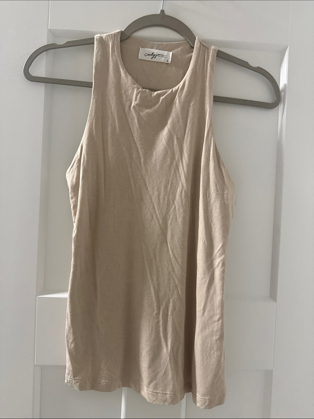Carly Jean Los Angeles Beige Eden Scoop Neck Tank